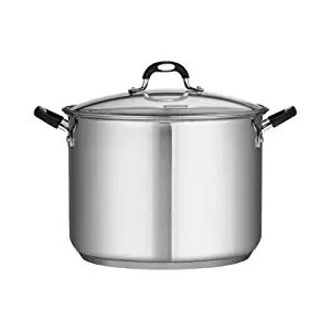 16 Qt Tramontina Stainless Steel Covered Stockpot, Induction Ready, 3ply Base, Clear Lid