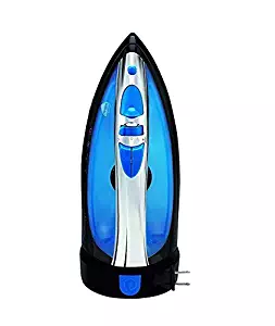 Sunbeam Steam Master 1400 Watt Mid-Size Anti-Drip Non-Stick Soleplate Iron with Variable Steam Control and 8' Retractable Cord, Black/Blue, GCSBCL-202-000 (1.Unit)