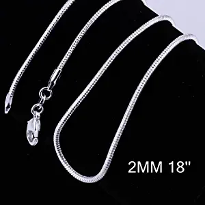 Yuren 3 Pieces 925 Sterling Silver 2mm Snake Chain Necklace Jewelry Jewelry for Men and Women(16-24 Inch) (18 inch)