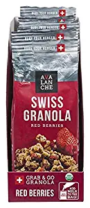 Avalanche Organic Red Berries Swiss Granola, 1.76 Ounce Bag (Pack of 6) Organic, Non-GMO, All Natural, Kosher, Portable Packet of Granola, Convenient Size Snack On The Go, Can Pour in Milk or Yogurt