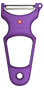 Toolswiss Y Shaped Vegetable Peeler | Extra Sharp Stainless-Steel Blade, Thick Plastic Handle, Ergonomic and Easy to Grip, For Most Fruits and Vegetables, Made in Switzerland, Dishwasher Safe, Purple