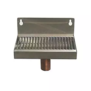 Beer Drip Tray 6" Stainless Steel Wall Mount w/Drain