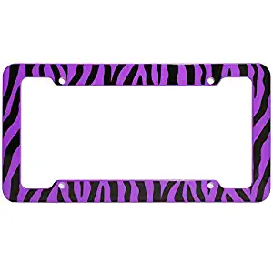 Motorup America Auto License Plate Frame Cover - Fits Select Vehicles Car Truck Van SUV - Wild Purple Zebra Print