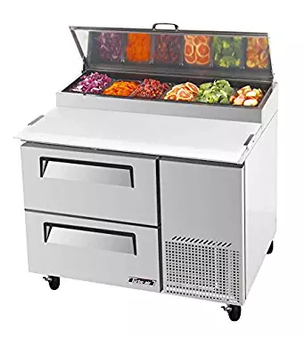 44in Commercial Pizza Prep Table 6 Pans w/ 2 Cooler Drawers
