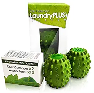 LaundryPLUS+ System: #1 BEST Laundry Product For Your Washer AND Dryer, Patented & Proven To Reduce Detergent By 90%! Clean & Soften Clothes Naturally w/o Bleach, Fabric Softeners & Wool Dryer Balls