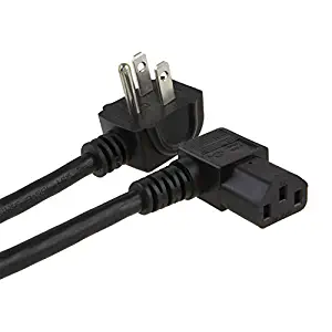 CableCreation 3 Feet 18 AWG Universal Power Cord for NEMA 5-15P Angle Type to IEC320 C13 Angle Type Cable, 0.915M / Black