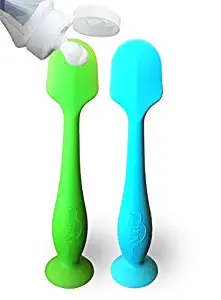 Baby Bum Brush, Original Diaper Rash Cream Applicator, Soft Flexible Silicone Brush, Unique Gift, 2-Pack (Green + Blue)