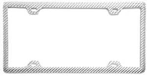 BLVD-LPF OBEY YOUR LUXURY 100% Real Carbon Fiber License Plate Frame with Slim 4 Holes & Matching Screw Caps | Silver License Plate Cover Holder | 1 Frame
