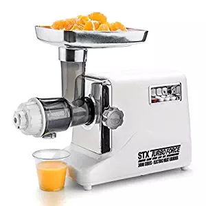 STX International STX-3000-TF Turboforce 3 Speed Electric Meat Grinder & Sausage Stuffer - Heavy Duty 1200 Watts - Size #12-4 Grinding Plates, 3 Stainless Blades, Sausage Stuffer & Kubbe Attachment (Regular Edition Meat Grinder with Juicer)