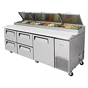 93in Commercial Pizza Prep Table 12 Pans 4 Cooler Drawers