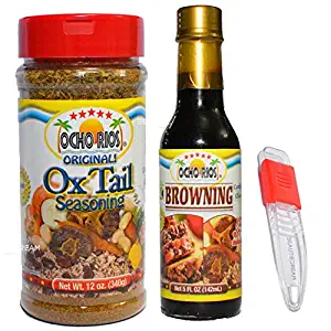 Ocho Rios Oxtail Seasoning Meat & Stew 12 oz. & Ocho Rios Browning w/ Adjustable BeautieDream Measuring Spoon (w/ Ocho Rios Browning)