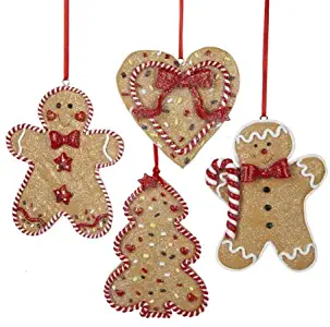 Gingerbread Men, Tree and Heart Ornament Set of 4