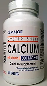 Oyster Shell Calcium with Vitamin D 500 Mg - 150 Per Bottle