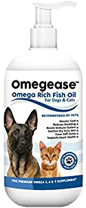 100% Pure Omega 3, 6 & 9 Fish Oil for Dogs and Cats. Relieves Scratching & Joint Pain. Improves Skin, Coat, Immune & Heart Health. All Natural Food Supplement Rich in EPA + DHA Fatty Acids Made in USA