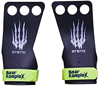 Bear KompleX Black Diamond 3 Hole Hand Grips for at-Home Workouts Like Pull-ups, Weightlifting, WODs with Wrist Straps, Comfort and Support, Hand Protection from Rips and Blisters for Men and Women