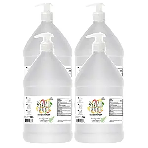 SANIPURE Hand Sanitizer GEL 1 Gallon (128 oz) PUMP cap included | 75% Alcohol | With Aloe & Vitamin E | Made in USA | Kills 99.9% of Germs | 4 Pack