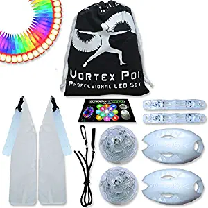 UltraPoi – Vortex Poi w/ Helix Handles - LED Poi Set - Best Light Up Glow Poi - Flow Rave Dance - Spinning Light Toy