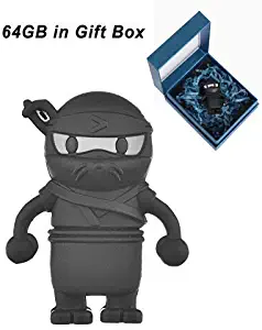 Cute USB Flash Drive 64GB, Aretop USB2.0 Cute Cartoon Miniature Ninja Shape USB Memory Stick Pendrive for Computer 64GB Thumb Drive USB Jump Drive Data Storage Business Gift for Kids Present