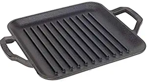 Lodge Chef Collection 11 Inch Cast Iron Chef Style Square Grill Pan. Ergonomic Handles, Grill Lines and Seasoning Are Ready for the Kitchen or Campfire. Made from Quality Materials to Last a Lifetime
