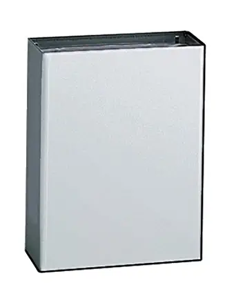 Bobrick 279 ConturaSeries 304 Stainless Steel Surface Mounted Waste Receptacle, Satin Finish, 6.4 gallon Capacity, 14" Width x 18" Height x 6" Depth