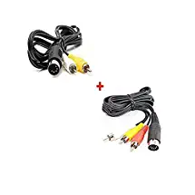 WiCareYo AV Audio Video Composite TV Cable for Genesis 1 Mega Drive Master System & 6ft Audio Video AV Cable 9 Pin for Genesis Mega Drive 2 & 3