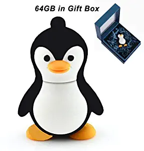 64GB USB Flash Drive Cute, Aretop USB2.0 Cute Cartoon Miniature Penguin Memory Stick Pendrive for Computer 64GB Thumb Drive Fruit USB Jump Drive Data Storage Business Gift for Father’s Day Present