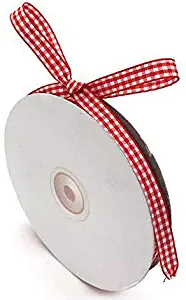 Red Gingham Ribbon, 3/8" x 50Yd Picnic Craft Ribbon Red Ribbons for Hair Accessories Craft and Christmas Gift Wrapping