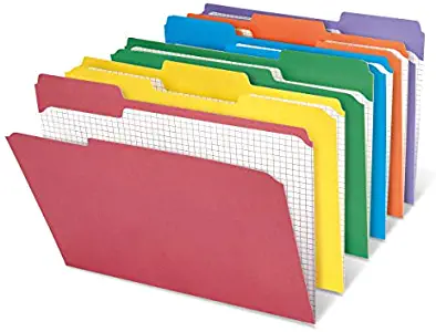 Office Depot Reinforced Tab Color File Folders with Interior Grid, 1/3 Cut, Letter Size, Assorted Colors, Box of 100, ODR15213AS
