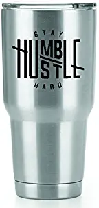 Stay Humble Hustle Hard Vinyl Decals Stickers (2 Pack!!!) | Yeti Tumbler Cup Ozark Trail RTIC Orca | Decals Only! Cup not Included! | 2-3.6 X 3 inch Black Decals | KCD1096