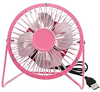 USB Mini Fan, Small Metal Desk Fans, Personal Desktop Fan with Blades Brings Enhanced Airflow, Cooling Fan for Home Office (Pink)