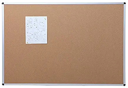 VIZ-PRO Cork Notice Board, 24 X 18 Inches, Silver Aluminium Frame