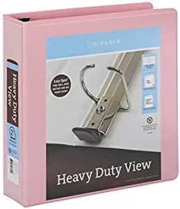 [in]Place Heavy-Duty View 3-Ring Binder, 2" D-Rings, Light Pink