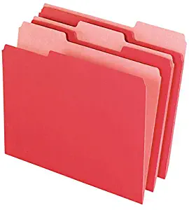 Office Depot File Folders, Letter, 1/3 Cut, Red, Box of 100, 97662