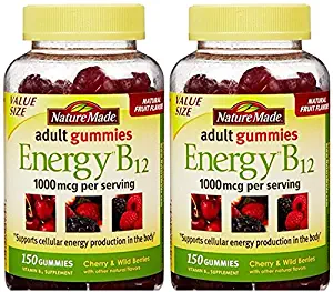 Nature Made Energy B12 Adult Gummies 1000 mcg per serving 150 Ct (Pack of 2)